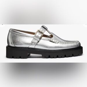 Bass Weejun Silver Women’s Mary Jane’s NIB size 10 lug sole quality leather NICE